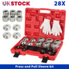 28PCS PRESS AND PULL SLEEVE KIT SEAL BUSH BEARING REMOVER INSTALLER SET UK