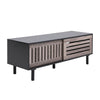 120cm TV Unit Stand Table with Slatted Sliding Door Shelf Storage Cabinet Retro