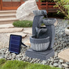 Solar Garden Water Feature Fountain with LED Light Outdoor Cascading Bowls ECO
