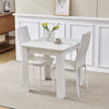 Small Space Dining Set 3Pcs Square Dining Table+ 2 Dining Chair Set White Wooden
