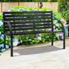 Metal Garden Bench Slatted 2 Seater Yard Patio Park Chair Seat Outdoor Furniture