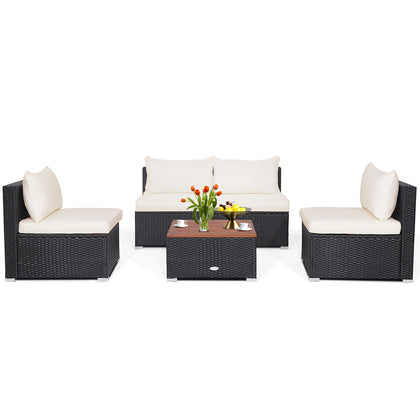 5-Piece Outdoor Patio Furniture Set Garden Outdoor PE Wicker Conversation Set