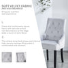 2pcs Grey Velvet Dining Chairs Button-Tufted Upholstered Armchairs with Rivets