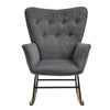 Modern Upholstered Living Room Rocking Chair Sofa Wing Back Button Armchair Grey