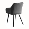 Set of 2 Kitchen Dining Chairs Grey Diamond Velvet Padded Armchairs Metal Leg