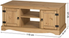 TV Unit Solid Pine 2 Door Media Stand Wooden Cottage Style Storage Cabinet Brown
