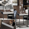 Mirrored Coffee Table Retro Industrial Side Desk Eleated Metal Frame Living Room