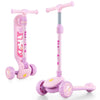 Folding Scooter Toddlers LED Lighted Kick Scooter 3-wheeled Kickboard Rose