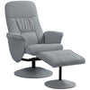 Swivel Recliner with Ottoman PU Leather Reclining Chair and Footrest Light Grey