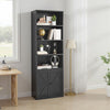 Wooden Bookcase Bookshelf 6FT Tall Storage Display Shelves Stand 2-Door Cabinet