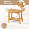 Bathroom Shower Bench 2-Tier Organizer Stool Bamboo Bathtub Seat w/Storage Shelf