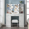 Large Dressing Table Vanity Table With Stool and Lighted Mirror Makeup Desk Set