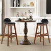 2Pcs Upholstered PU Leather Bar Stools Mid-Century Farmhouse Stools w/Footrest