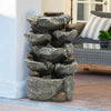Water Feature Indoor Outdoor Polyresin Garden Fountain Waterfall LED Light Decor