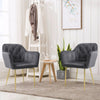 Set of 2/4 Grey Modern Velvet Kitchen Dining Chairs Soft Padded Seat Metal Legs