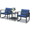 3Pcs Outdoor Rocking Bistro Set Garden PE Rattan Rocking Chair Set w/Cushions