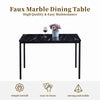 4x Dark Grey Wood Dining Chairs Armchairs&Black Marble MDF Top Dining Table Set