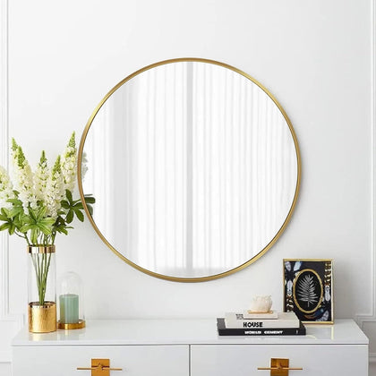 40/50/60/70/80cm Round Mirror Frame Wall Mirror Glass Bedroom Vanity Make-up