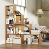 Wooden Storage Organizer 4-Tier Stepped Bookshelf-Natural