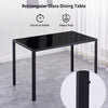 4x Grey Faux Leather Dining Chairs with Black Tempered Glass Dining Table Set