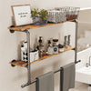 Industrial Pipe Clothes Rail Wall Mounted Garment Rack with 2Tier Shelves