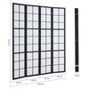 Tokyo Japanese Folding Room Divider Privacy Screen Wooden Black Frame 4 Panels