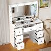 7 Drawers Dressing Table Makeup Desk Dresser with Mirror LED Light Bedroom White