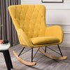 Modern Rocking Chair Fabric Padded High Back Wooden Legs Lounge Rocker Armchair