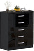 High Gloss Chest Of Drawers Bedside Cabinet Tall Wide Storage Bedroom Furniture