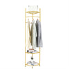 Freestanding Coat Rack Heavy Duty Corner Clothes Hat Clothes Gold Metal w/Shelve