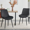 2pcs Dining Chairs Set Black Velvet Padded Seat Back Restaurant Chair Fabric