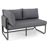 2 Seater Garden Sofa Metal Frame Patio Loveseat Sofa w/Seat Cushion Grey