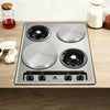 SET OF 4 SILVER STAINLESS STEEL METAL ELECTRIC COOKER HOB RING COVER COVERS LID