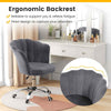 Adjustable Vanity Chair Upholstered Velvet Arm Chair with Wheels-Grey
