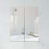 White Bathroom Cabinet Mirrored Surface 2 Doors 3 Shelves Wall Mounted Storage