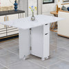 Mobile Drop Leaf Table Folding Dining Table w/ 1 Drawer Cabinet Storage Shelves