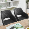 2 Pcs Brown GreyDining Chairs Faux Leather Diamond Cushion Seat With Hole
