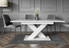 Extendable Table 140-180x80cm Kitchen White Marble Effect