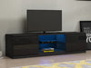 Modern TV Unit Stand Cabinet Black High Gloss Doors & Matt Body with LED Lights