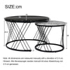 Round Coffee Table Set of 2 Stacking Side End Table Nesting Tables Marble Effect