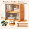140cm Bamboo Bookshelf with See-through Acrylic Doors-Natural