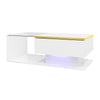 90cm Modern Glass Coffee Table Center Table With LED Light Storage Compartment