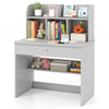 Kids Wooden Study Desk Children Writing Table with Hutch & Drawer-Grey