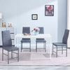 4x Grey Faux Leather Dining Chairs&White Marble MDF Top Dining Table Diningroom