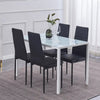 4x Black High Back Faux Leather Dining Chairs & White Marble Glass Dining Table