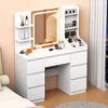 Large LED Dressing Table Vanity Makeup Desk With 7 Drawer & Shelves，White