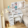 LED Vanity Table Set Sliding Lighted Mirror Dressing Table 6 Drawer Dresser Desk
