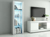 Modern Display Tall Cabinet Bookcase Shelving Units with LED Light 3 Glass Shelf