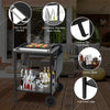Movable Dining Cart Table Double-Shelf Trolley Outdoor Prep Cart Grilling Table