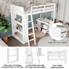 Single Pine Wood Loft Bed Frame High Sleeper Bunk Bed Cabin Bed with Study Desk